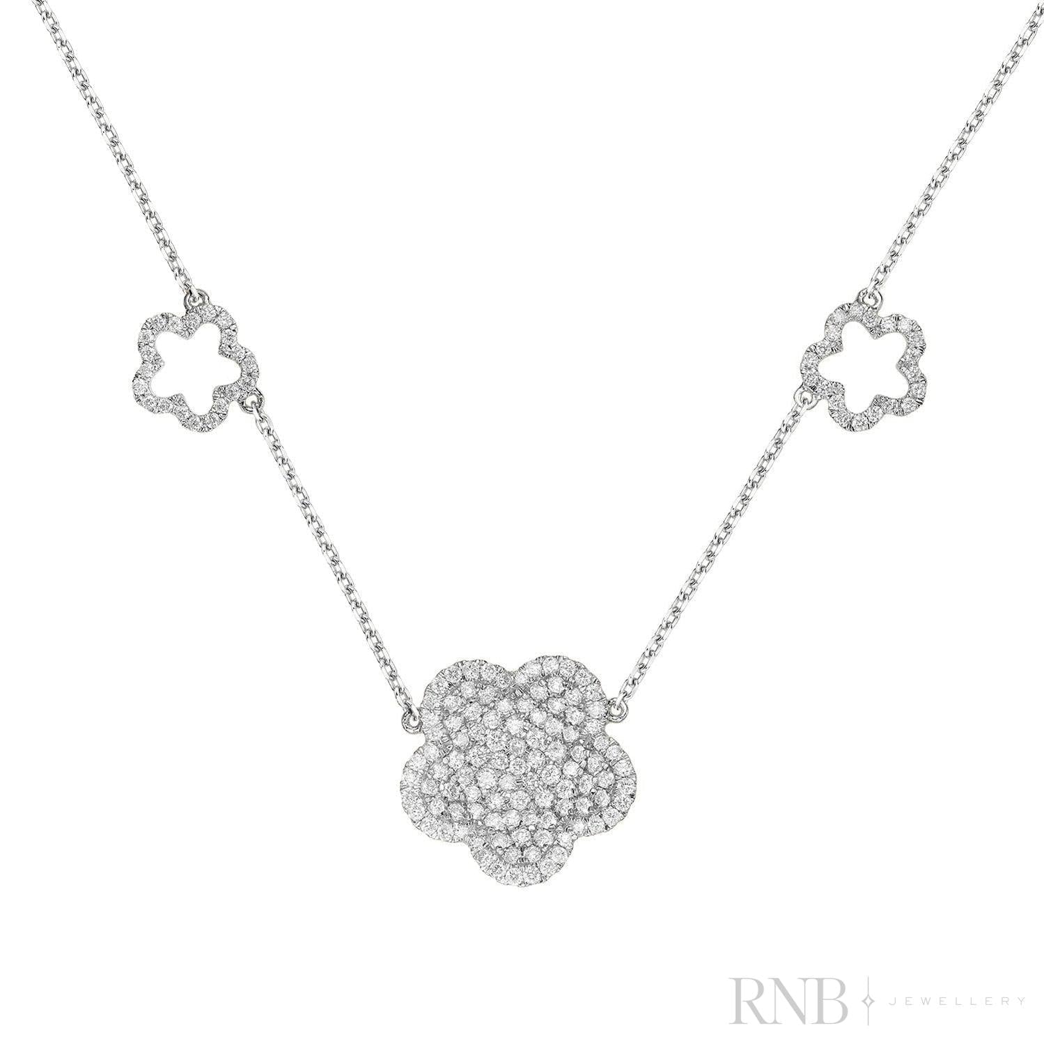 Flower Pave Diamond Necklace-RNB Jewellery
