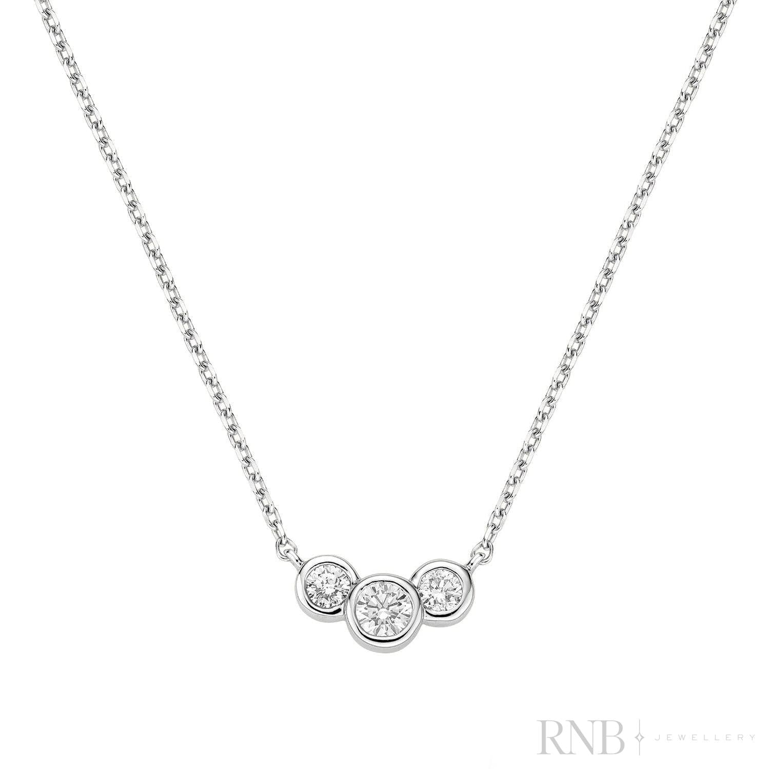 Triple Bezel Diamond Necklace-RNB Jewellery