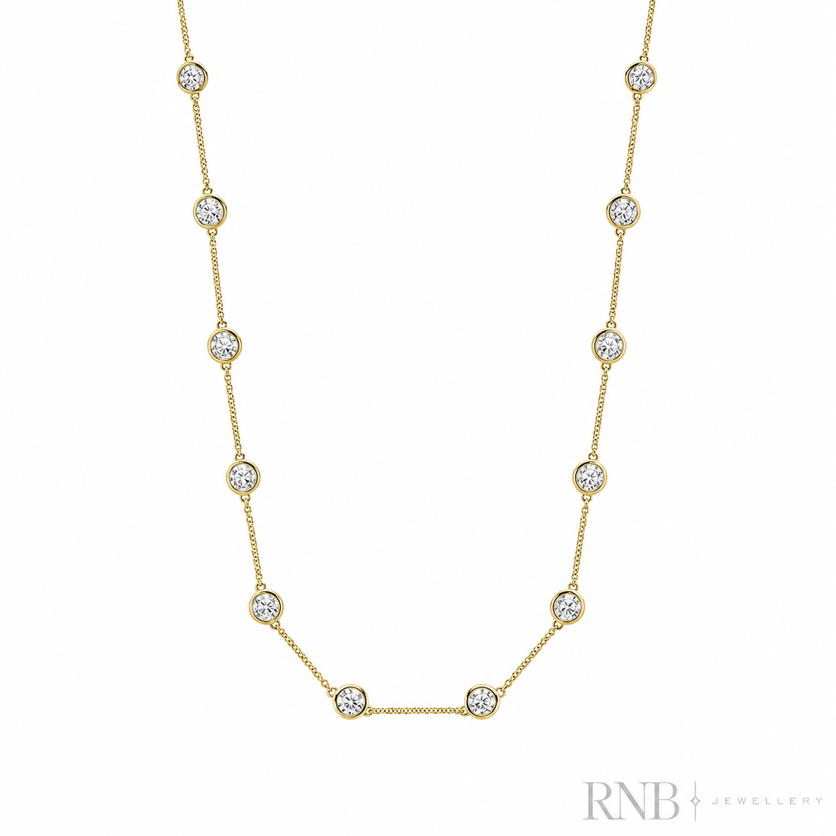 08-LG15DBY300Y - 3.00CT Station Lab Grown Diamond Necklace - Yellow Gold