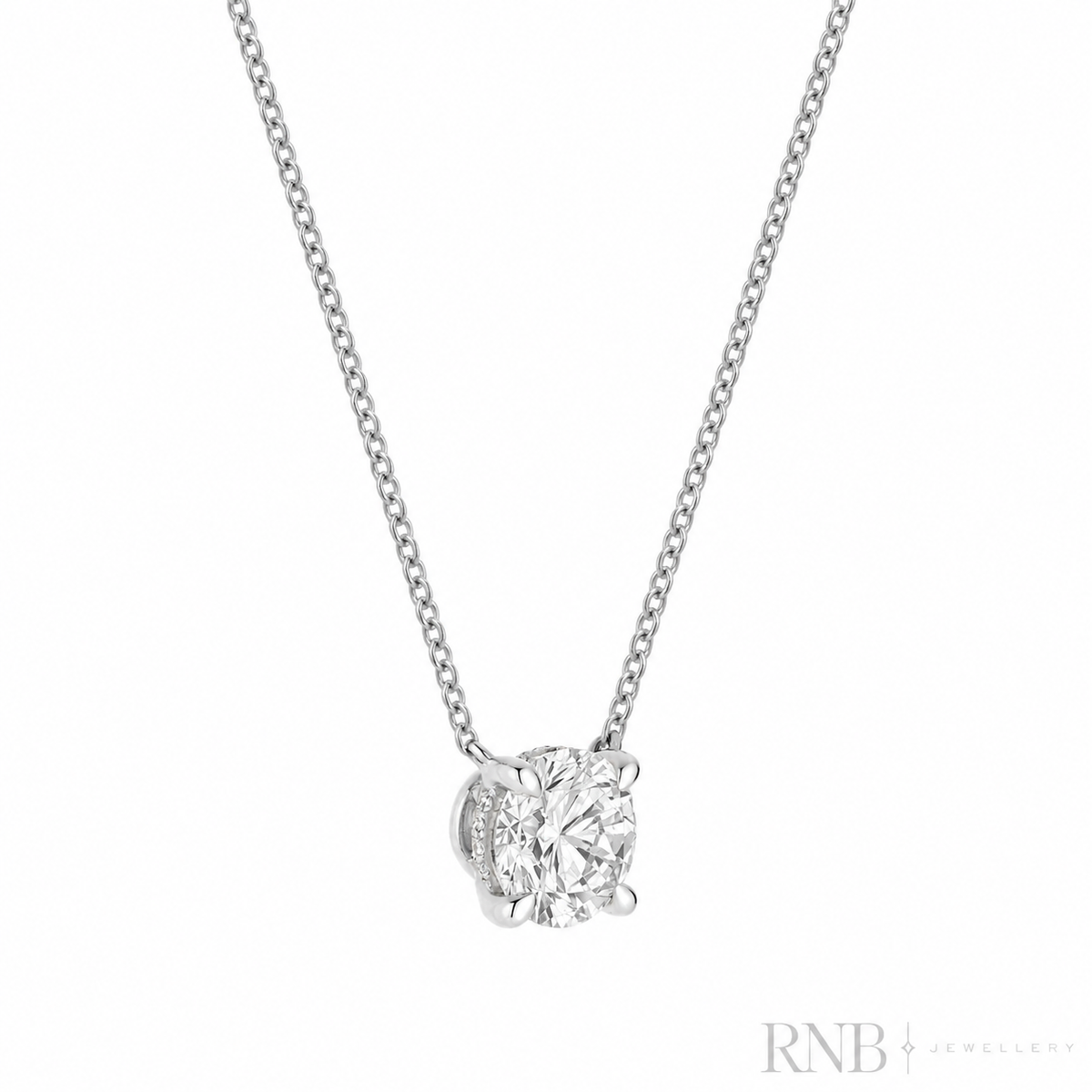 08-LGHB100 - 1.00CT Lab Grown Diamond Necklace - White Gold - Side