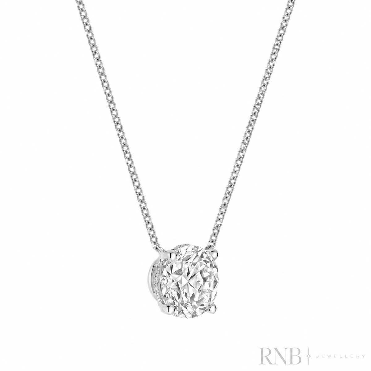 08-LGHB300 - 3.00CT Lab Grown Diamond Necklace - White Gold - Side