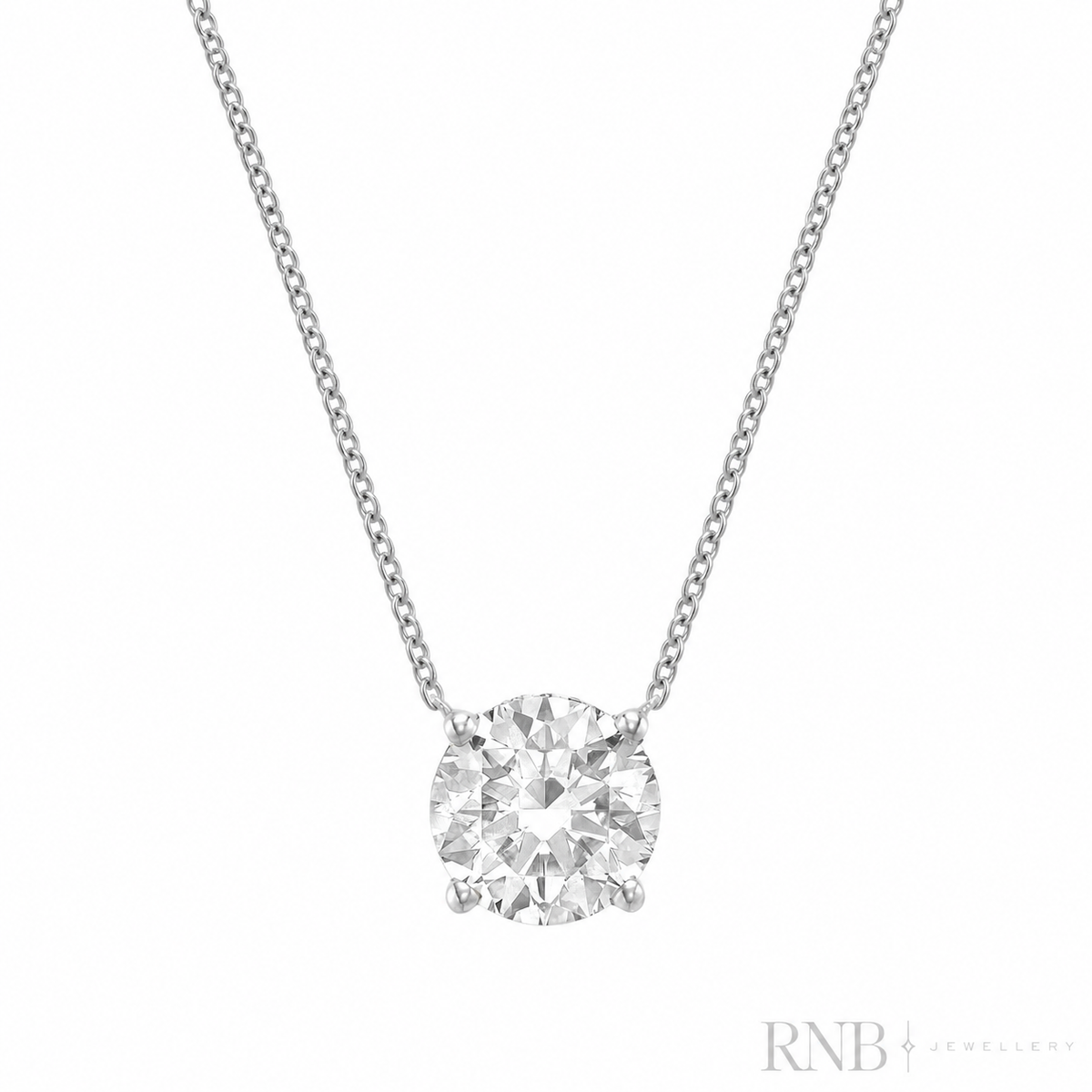 08-LGHB300 - 3.00CT Lab Grown Diamond Necklace - White Gold - Front