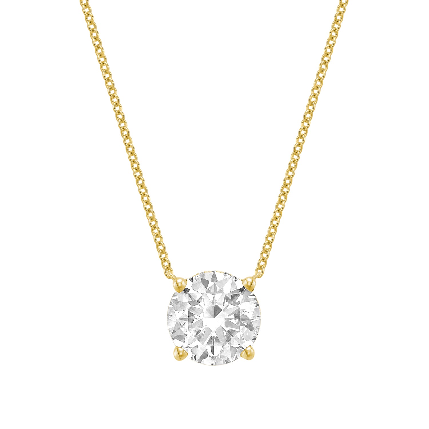 Classic Solitaire Diamond Necklace Lab Grown with Hidden Halo