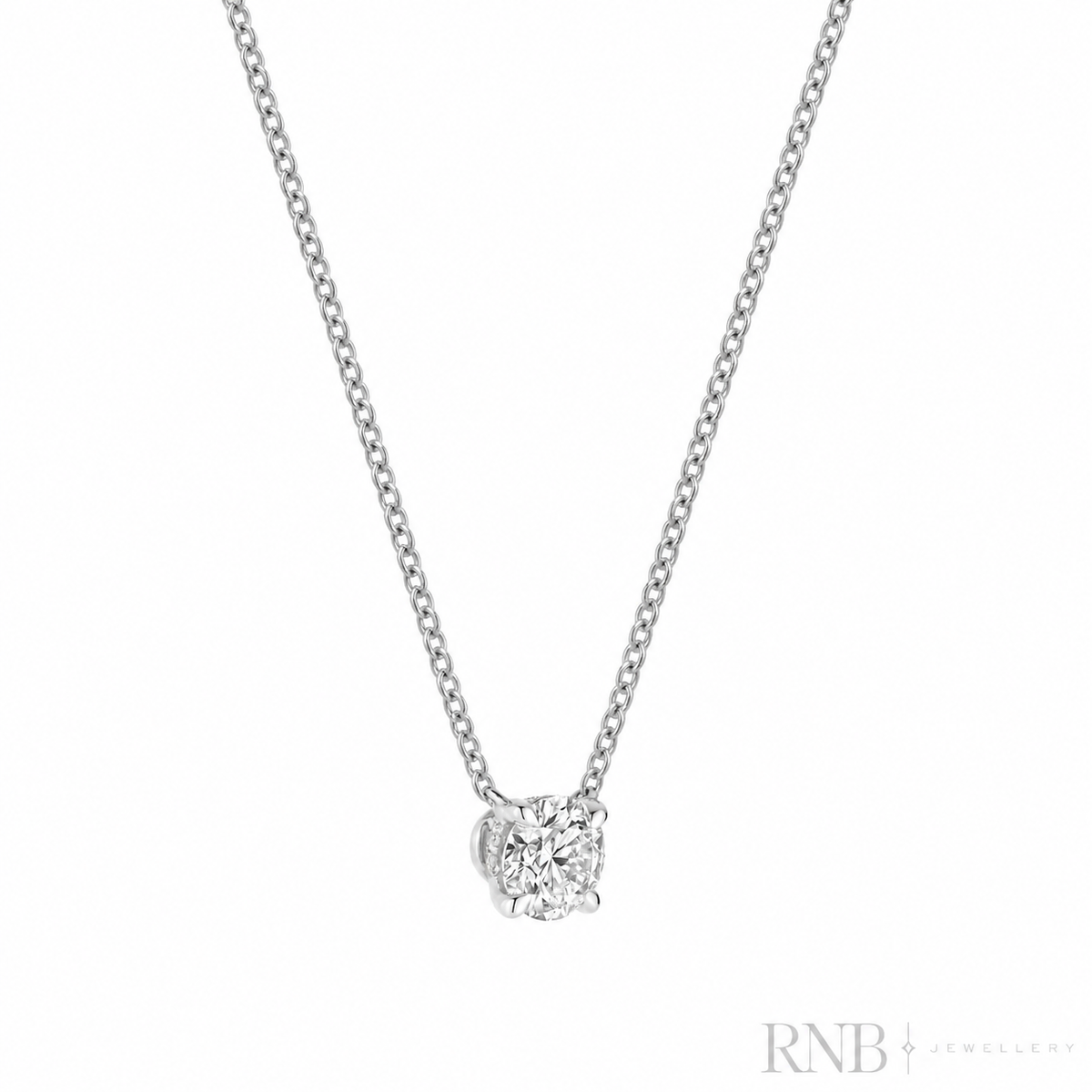 08-LGHB50 - 0.50CT Lab Grown Diamond Necklace - White Gold - Side