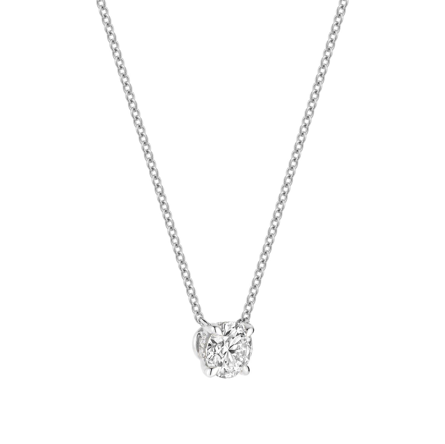 Classic Solitaire Diamond Necklace Lab Grown with Hidden Halo