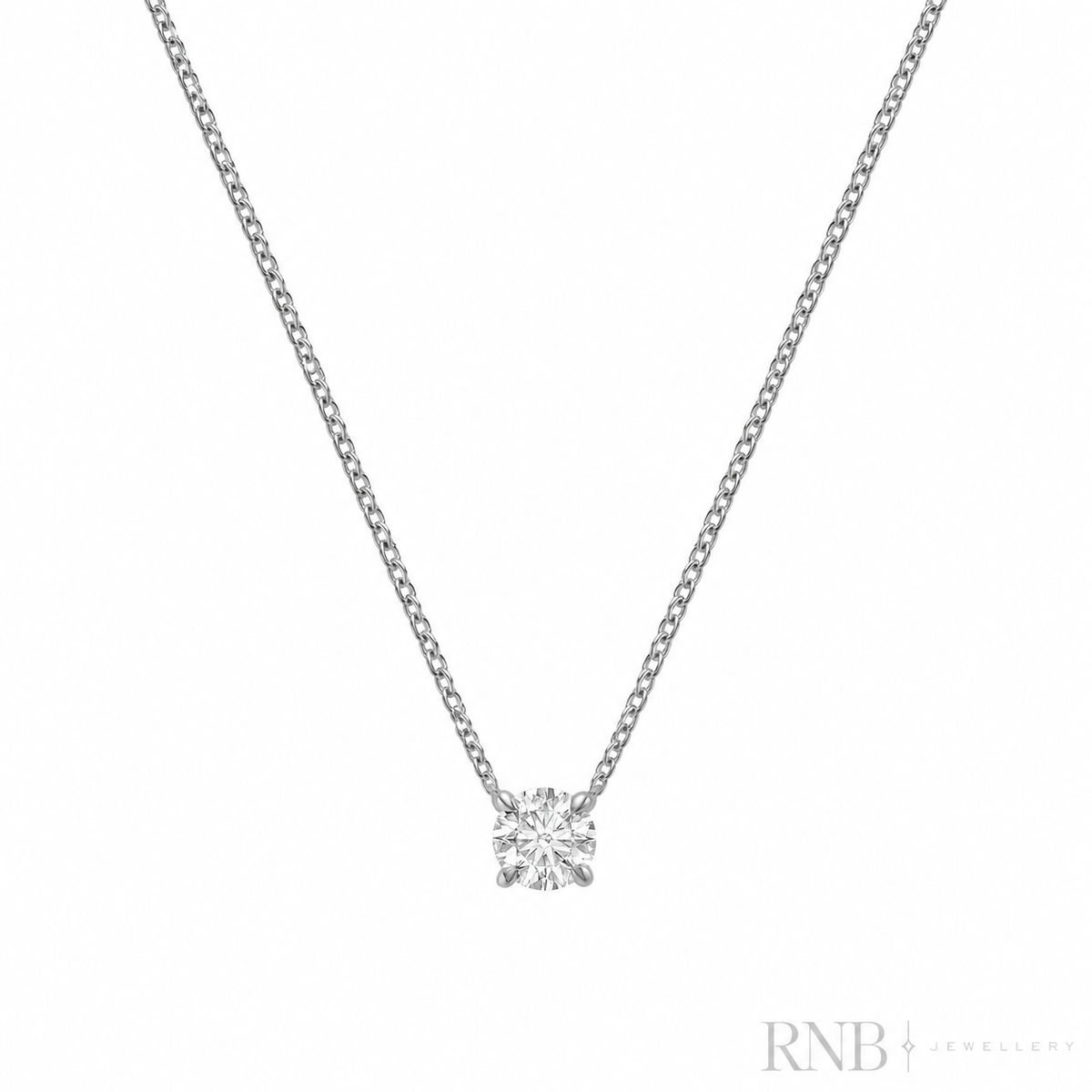 08-LGHB50 - 0.50CT Lab Grown Diamond Necklace - White Gold - Front