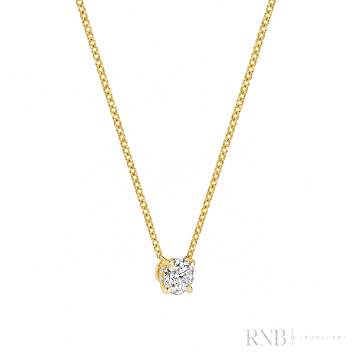 08-LGHB50Y - 0.50CT Lab Grown Diamond Necklace - Yellow Gold - Side