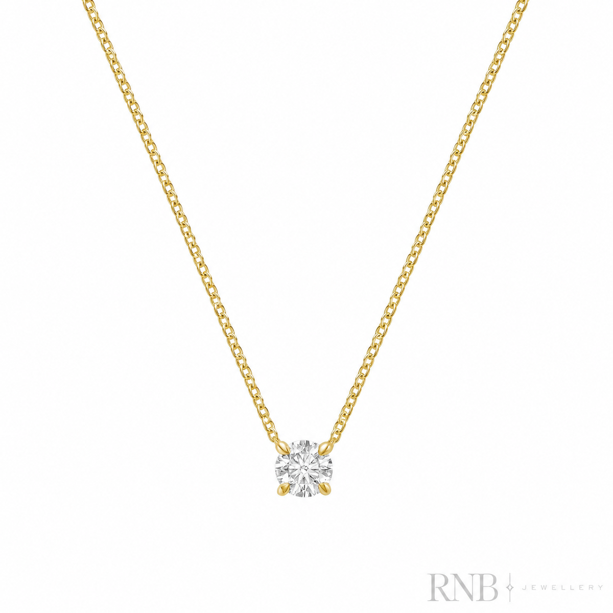 08-LGHB50Y - 0.50CT Lab Grown Diamond Necklace - Yellow Gold - Front