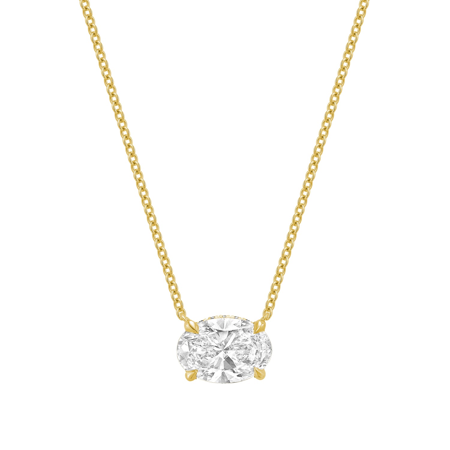 Classic Oval East West Solitaire Pendant Lab Grown Diamond Necklace