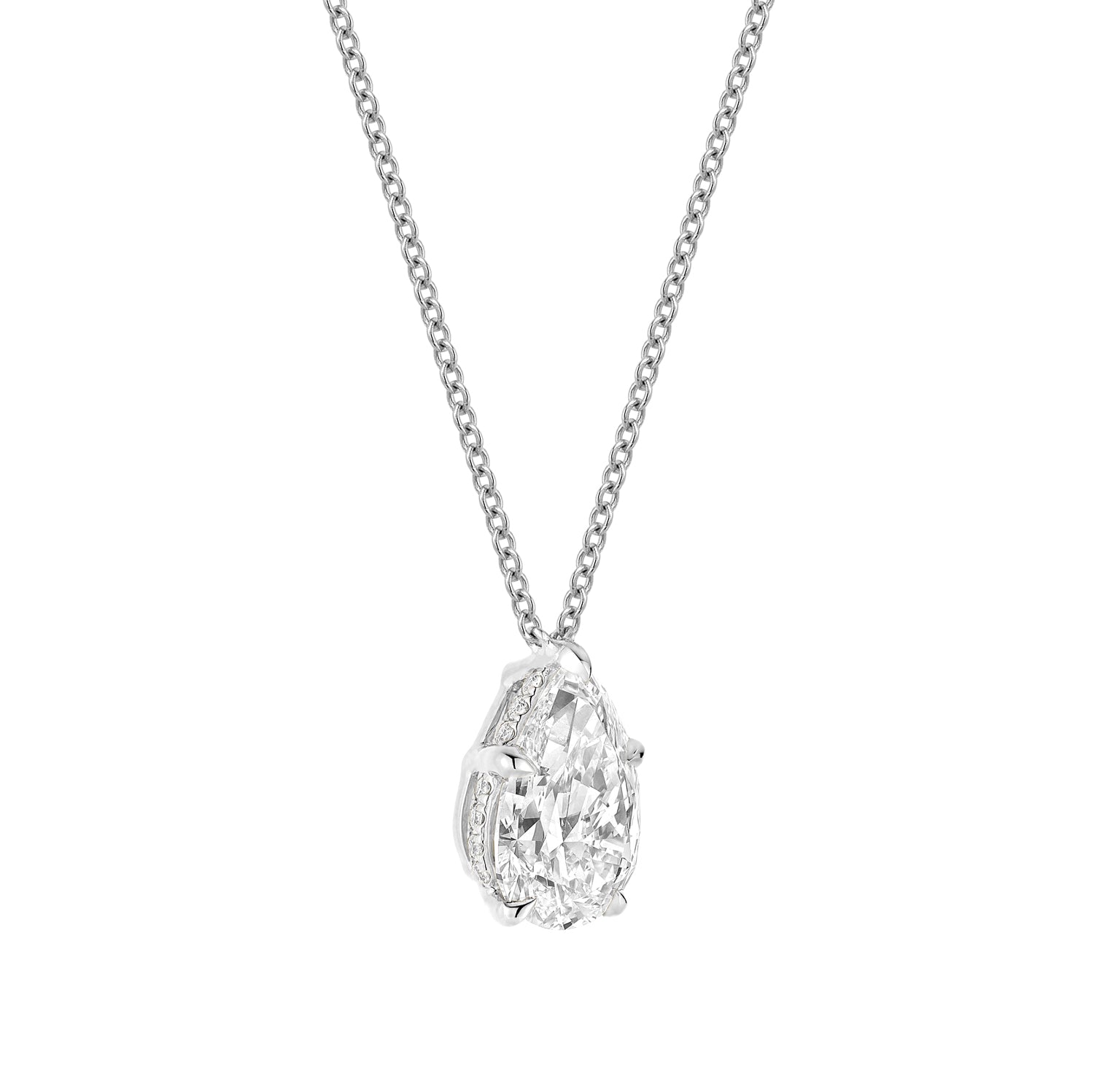 Classic Pear Solitaire Pendant Lab Grown Diamond Necklace