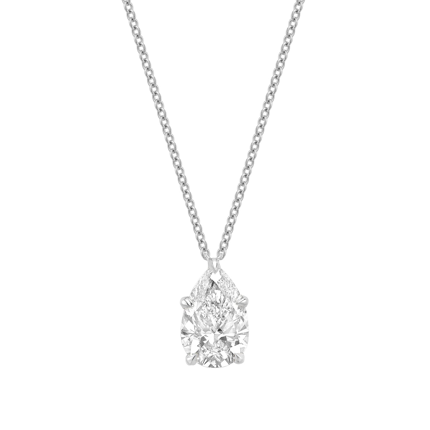 Classic Pear Solitaire Pendant Lab Grown Diamond Necklace