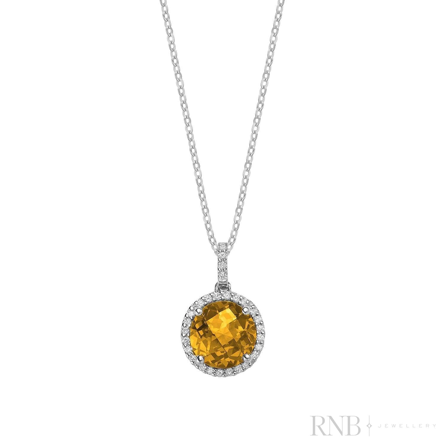 Precious Stone & Halo Diamond Pendant-RNB Jewellery