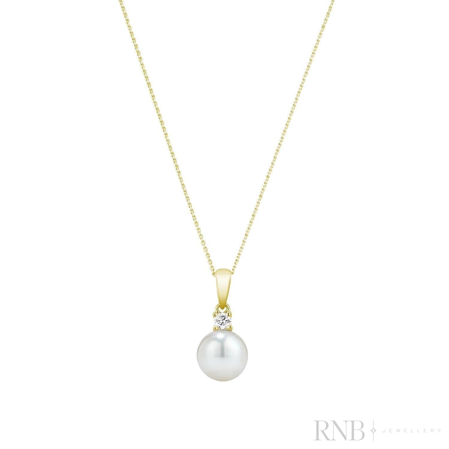 Cultured Pearl & Solitaire Diamond Pendant-RNB Jewellery