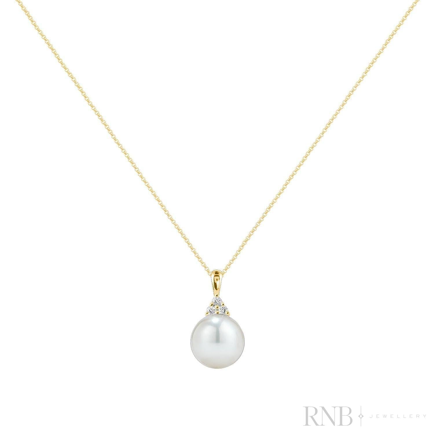 Cultured Pearl & Trinity Diamond Pendant-RNB Jewellery