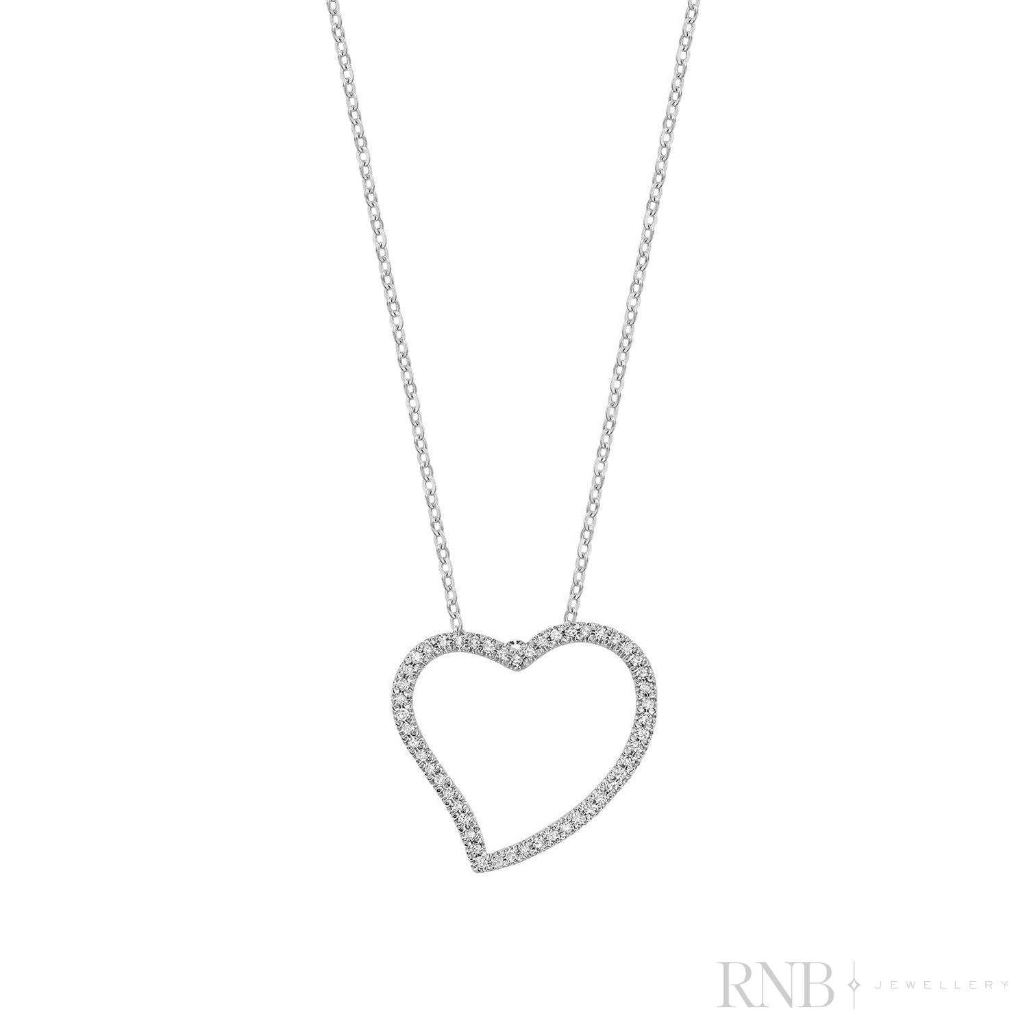 Asymmetrical Diamond Heart Pendant-RNB Jewellery