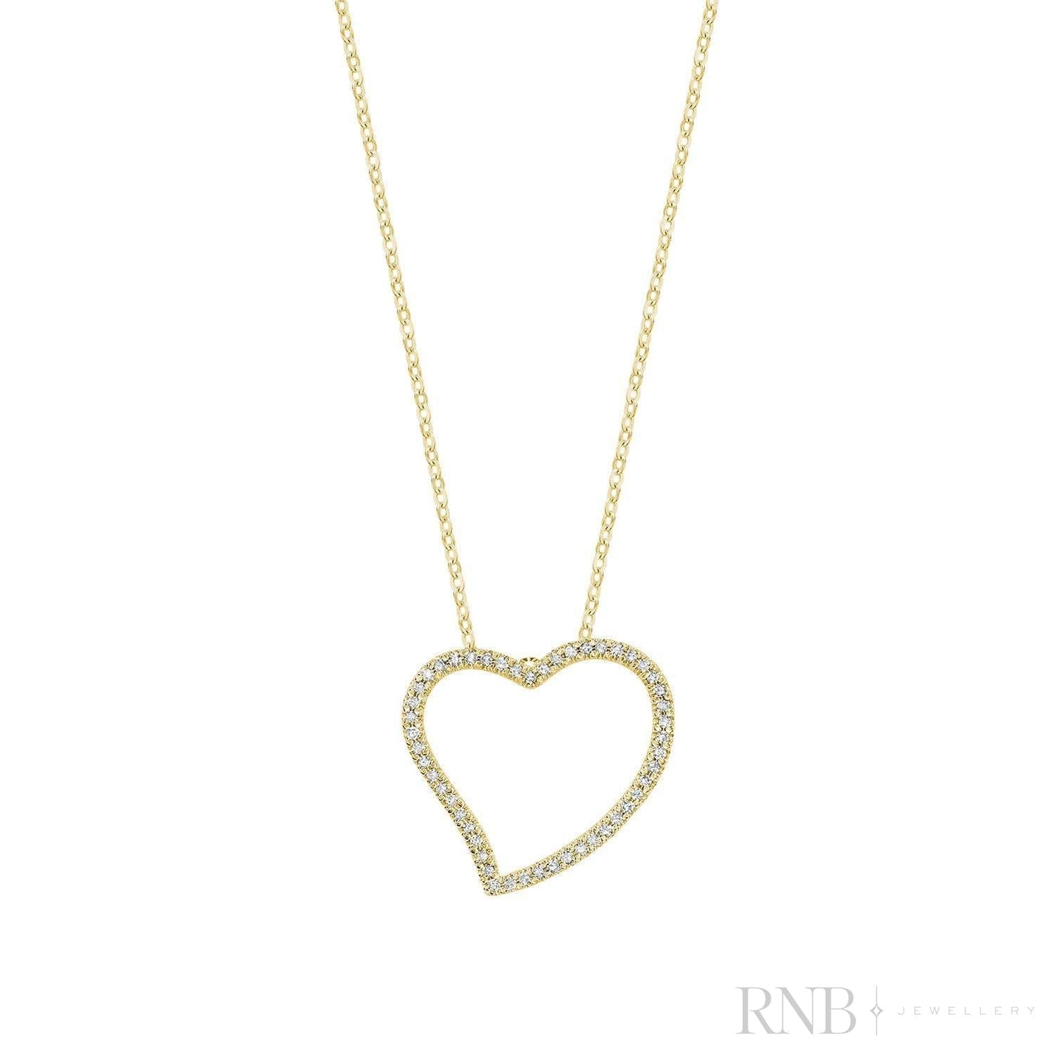 Asymmetrical Diamond Heart Pendant-RNB Jewellery