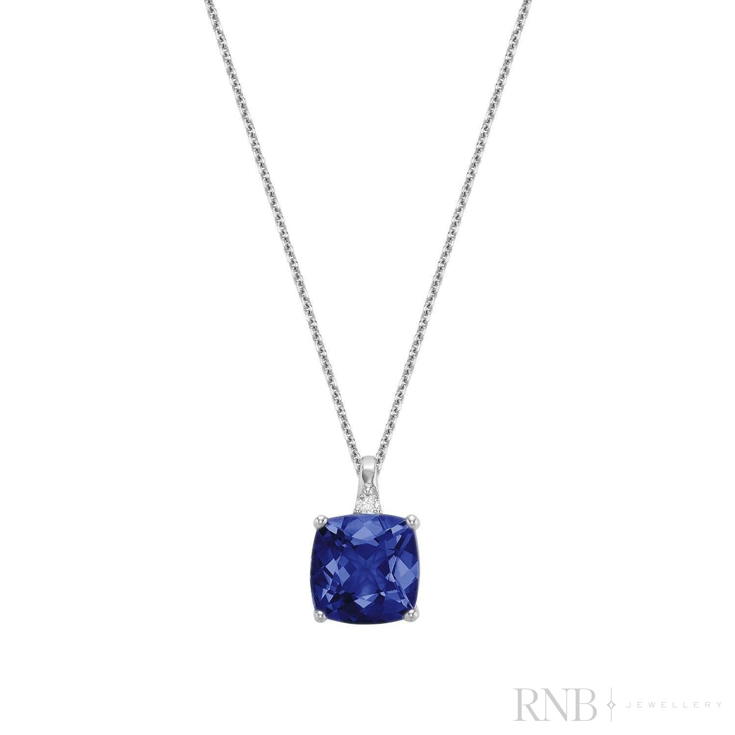 Cushion Cut Colored Stone and Diamond Pendant-RNB Jewellery