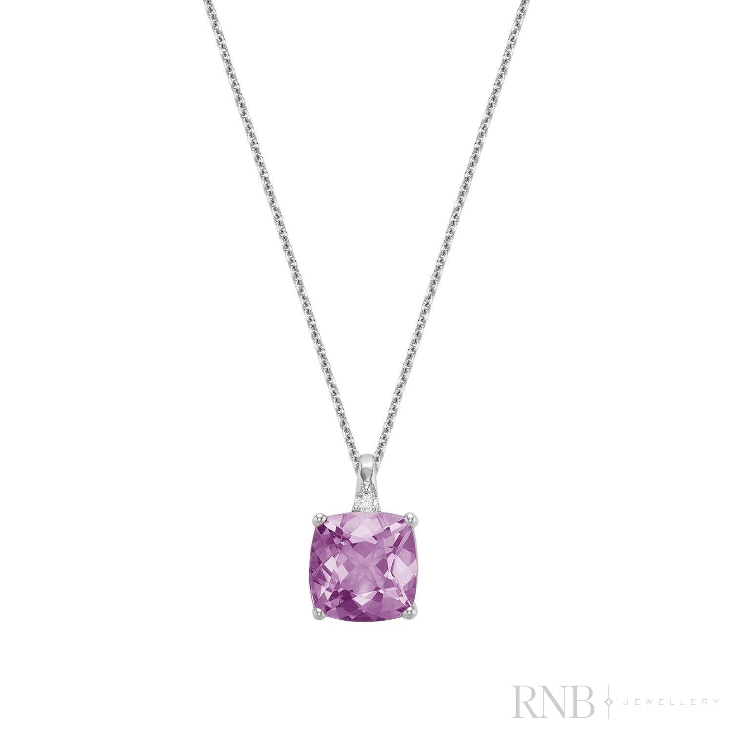 Cushion Cut Colored Stone and Diamond Pendant-RNB Jewellery