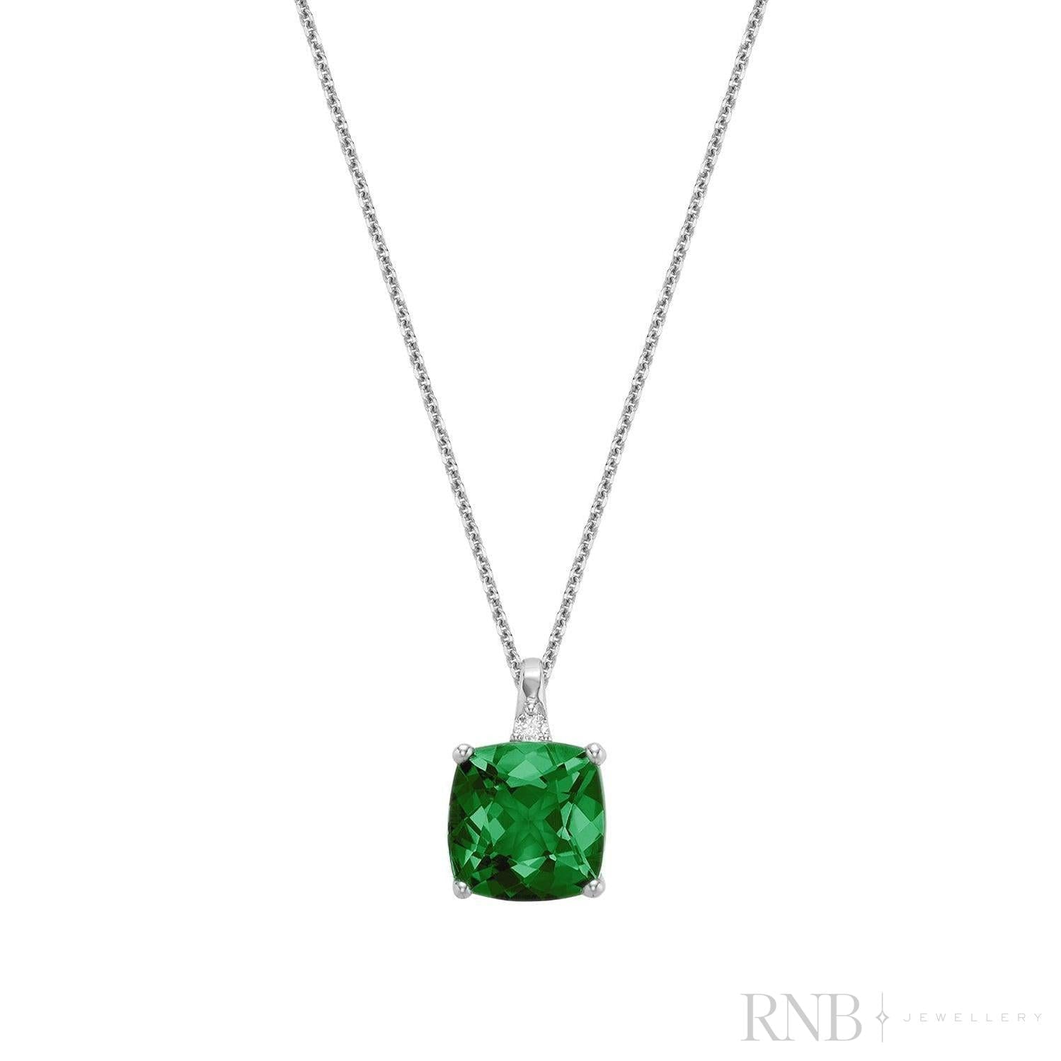 Cushion Cut Colored Stone and Diamond Pendant-RNB Jewellery