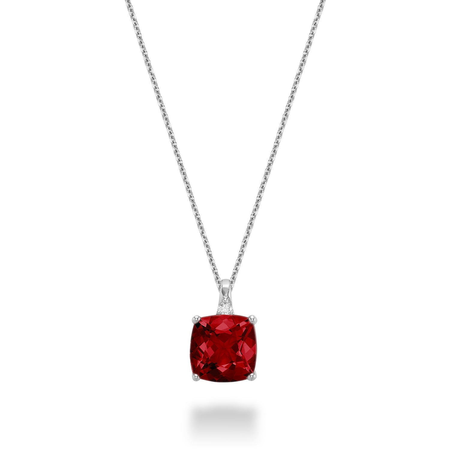 Cushion Cut Colored Stone and Diamond Pendant