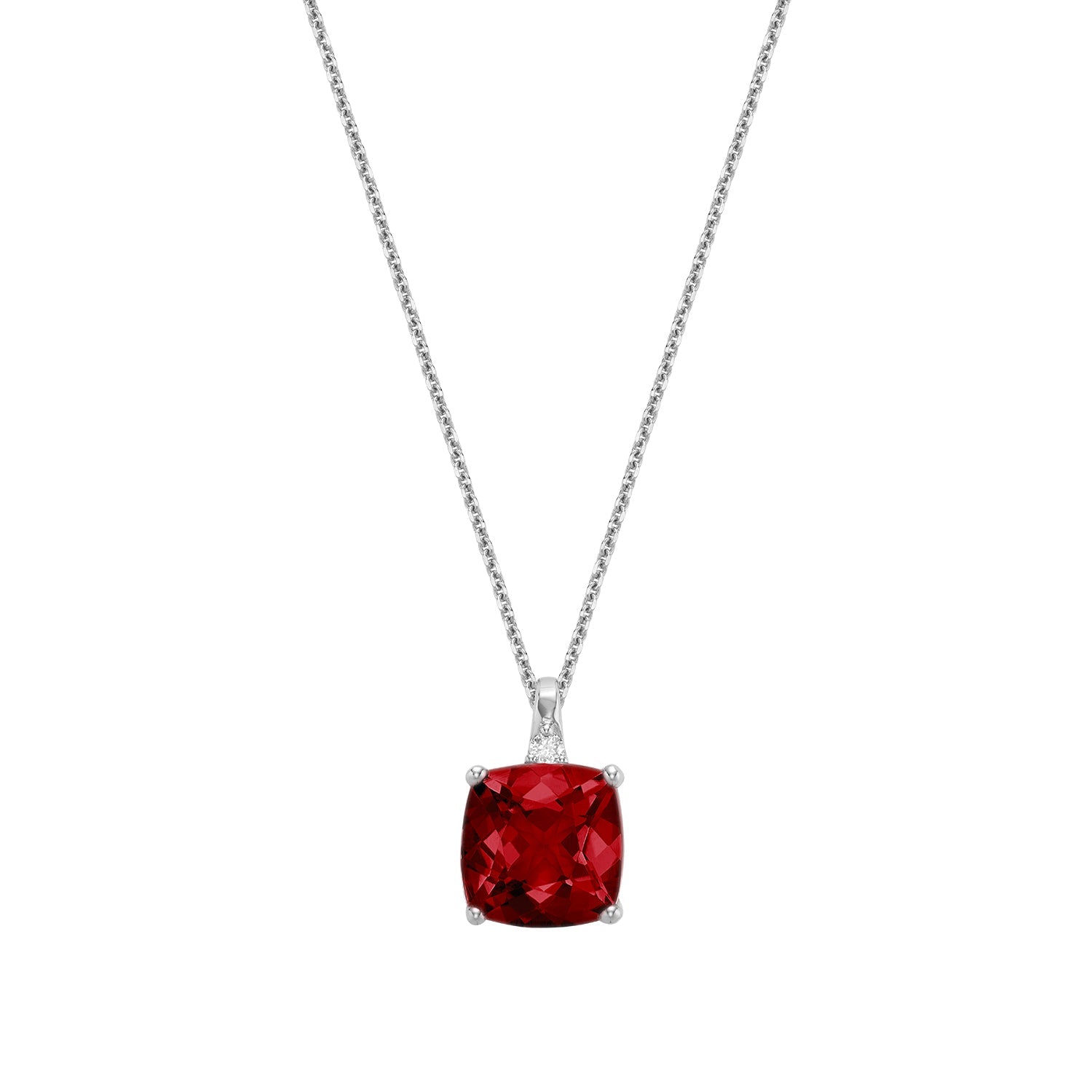 Cushion Cut Colored Stone and Diamond Pendant