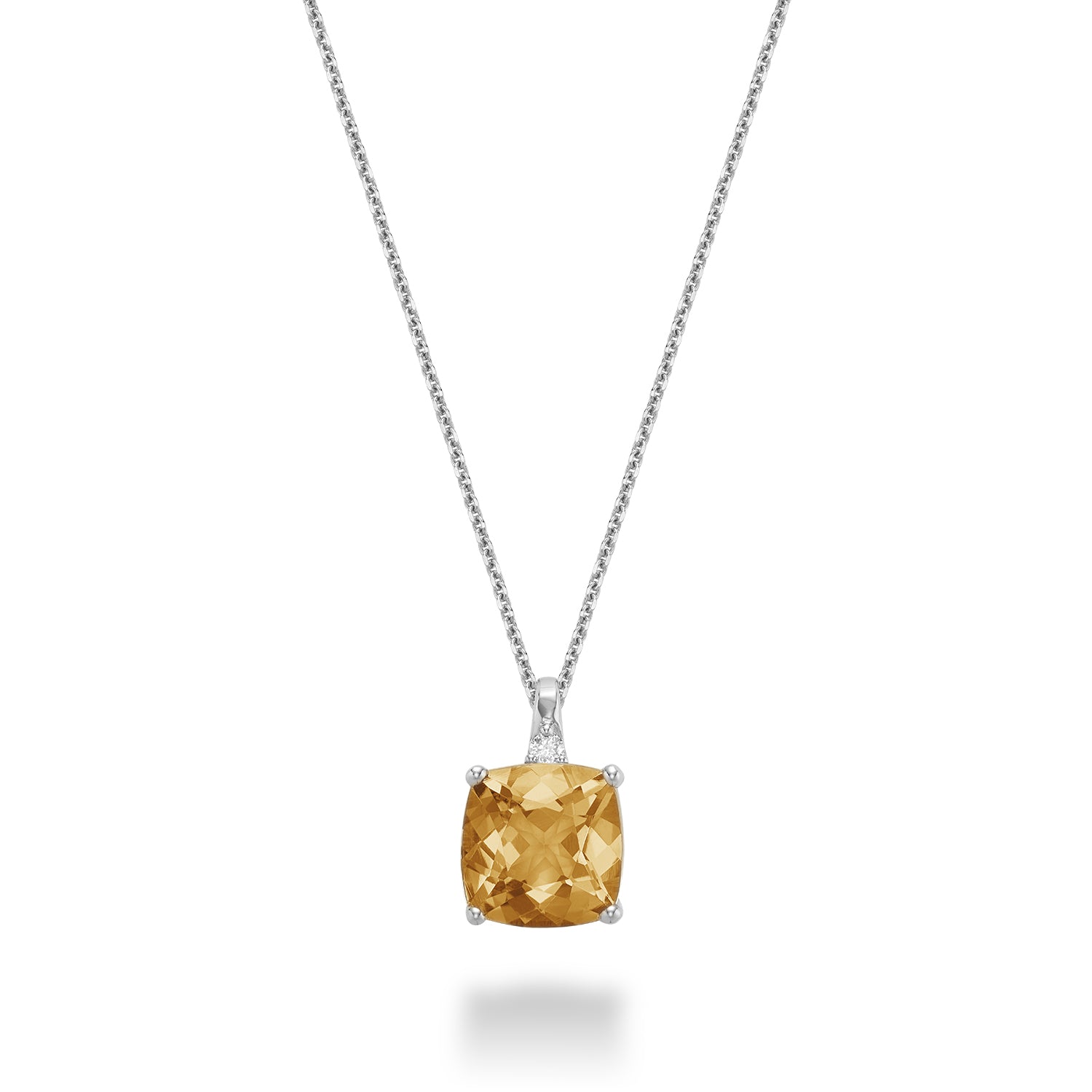 Cushion Cut Colored Stone and Diamond Pendant