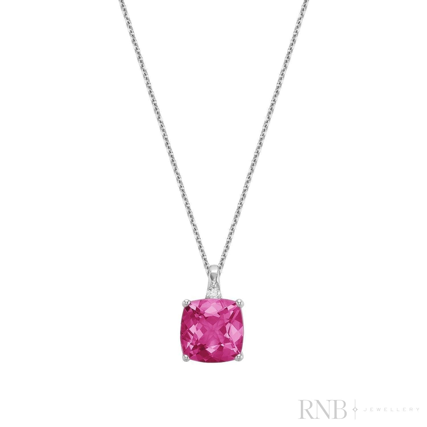 Cushion Cut Colored Stone and Diamond Pendant-RNB Jewellery