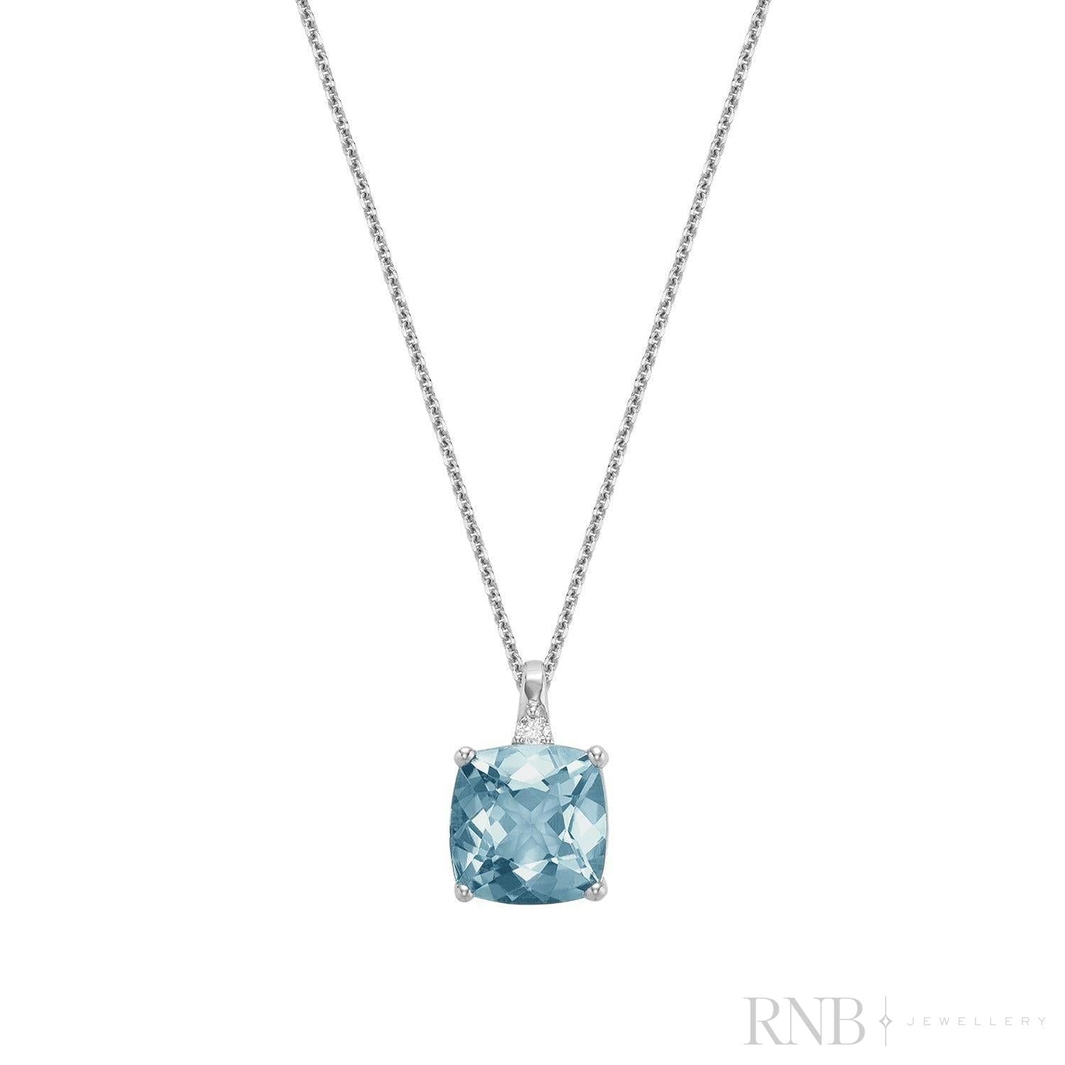 Cushion Cut Colored Stone and Diamond Pendant-RNB Jewellery