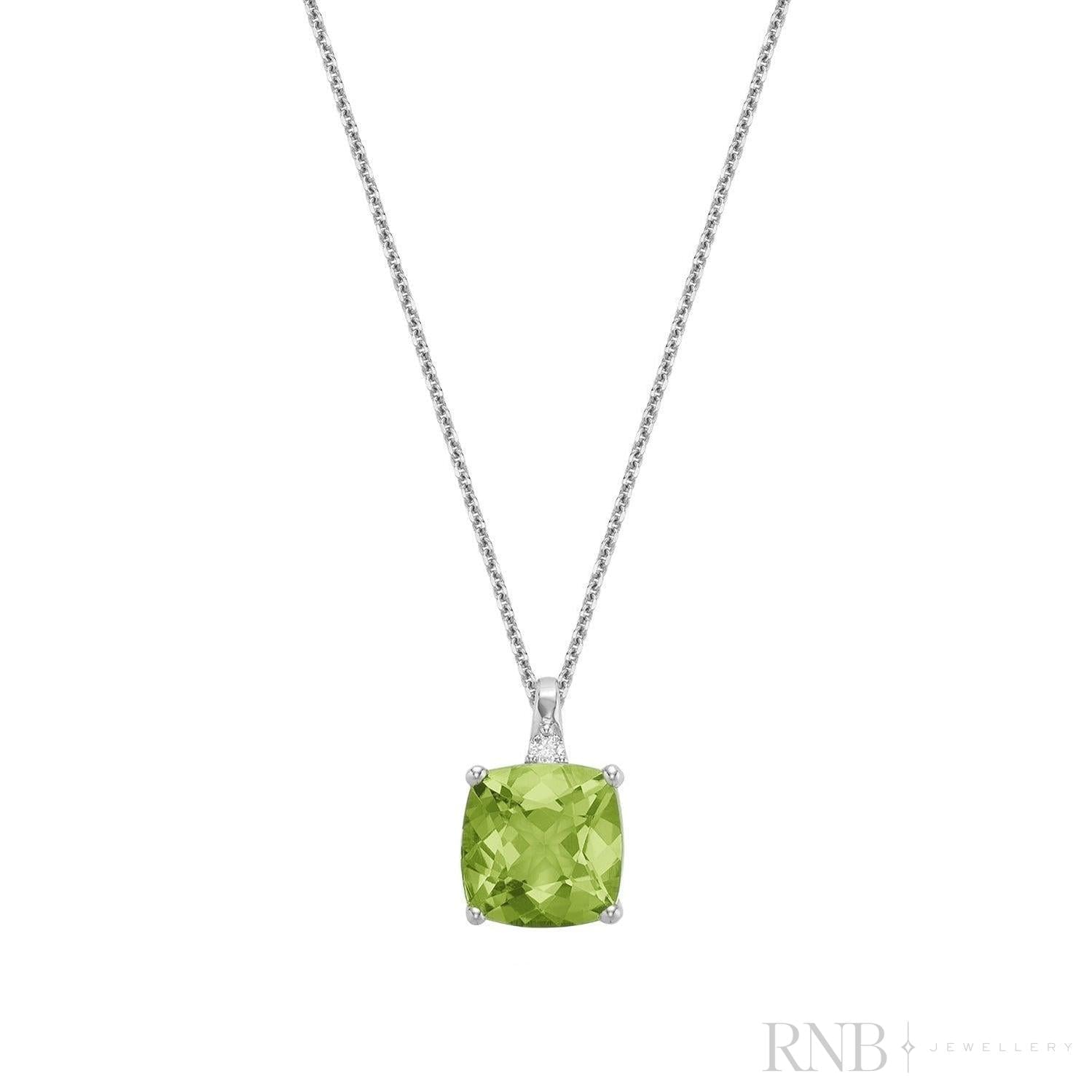 Cushion Cut Colored Stone and Diamond Pendant-RNB Jewellery