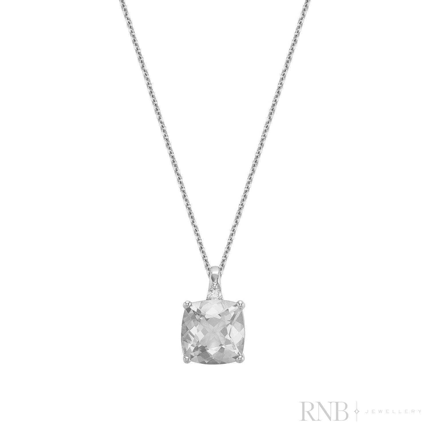 Cushion Cut Colored Stone and Diamond Pendant-RNB Jewellery