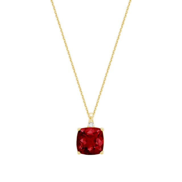 Cushion Cut Colored Stone and Diamond Pendant