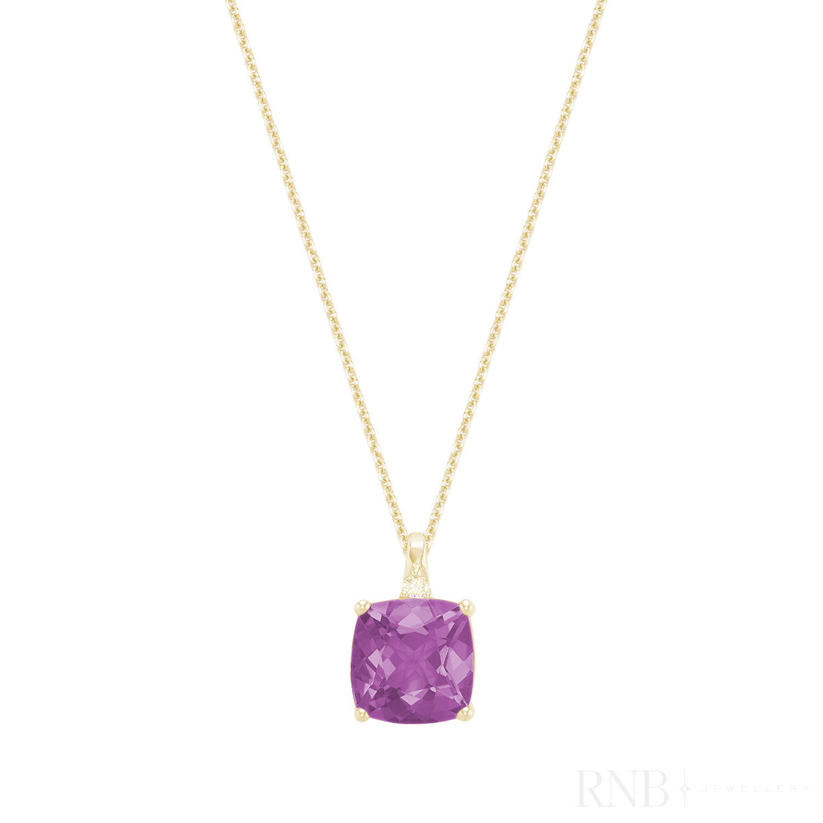 Pendentif en pierre colorée taille coussin et diamant