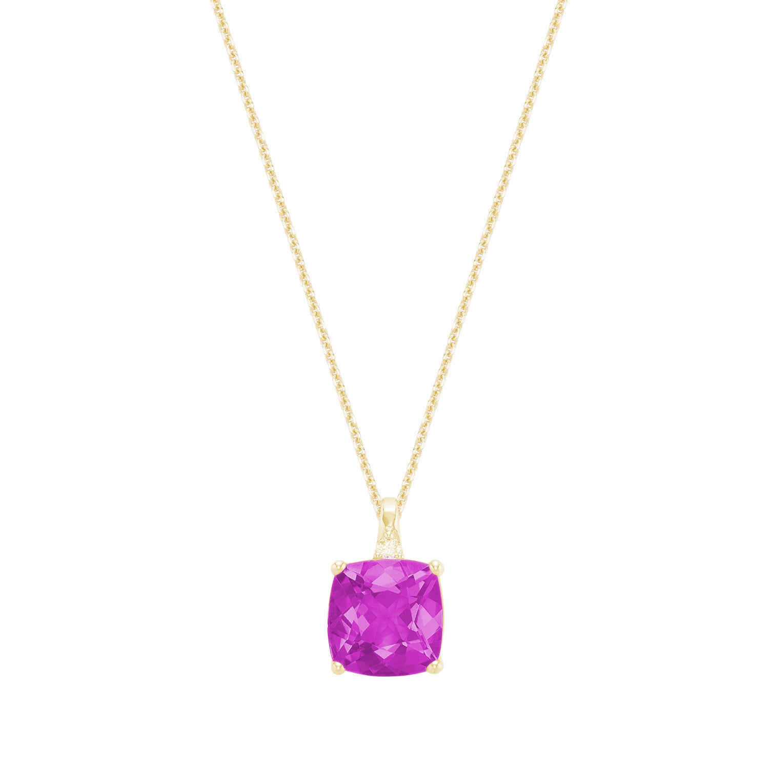 Cushion Cut Colored Stone and Diamond Pendant