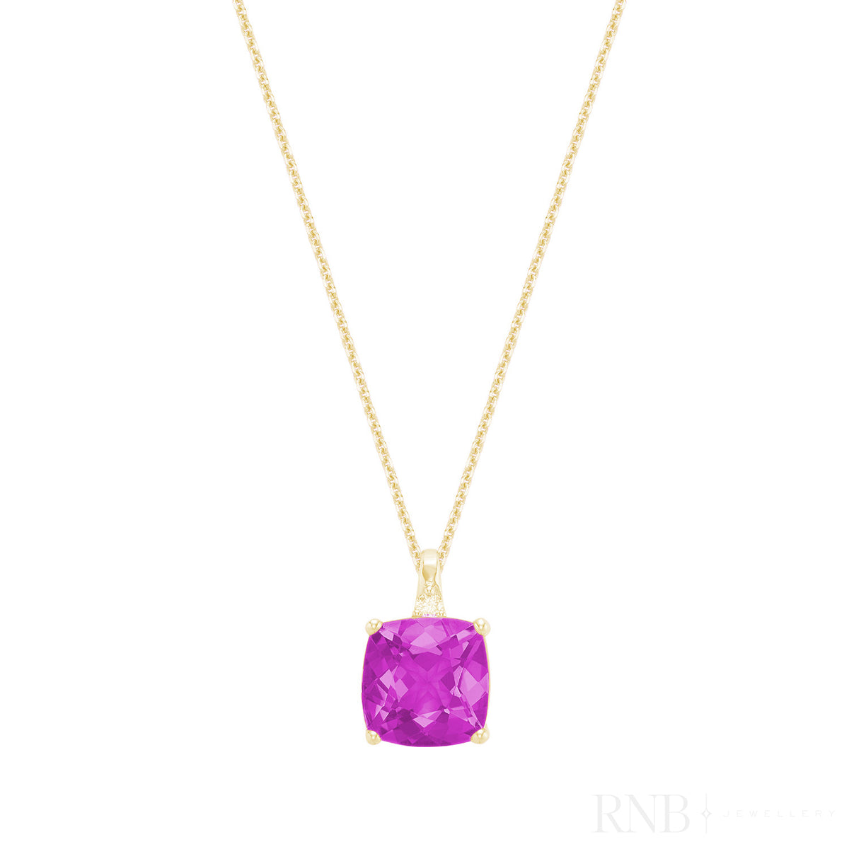 Pendentif en pierre colorée taille coussin et diamant