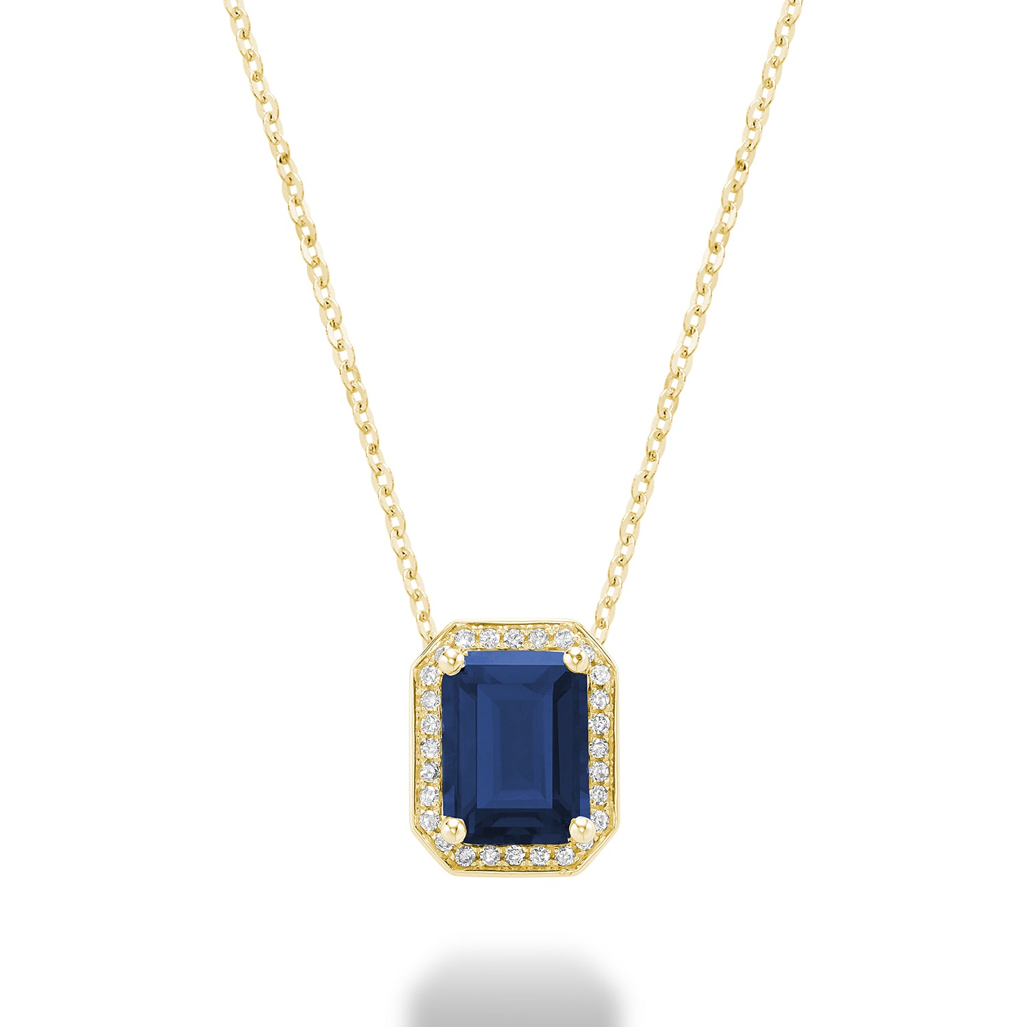 Pendentif en pierre colorée taille émeraude et diamant