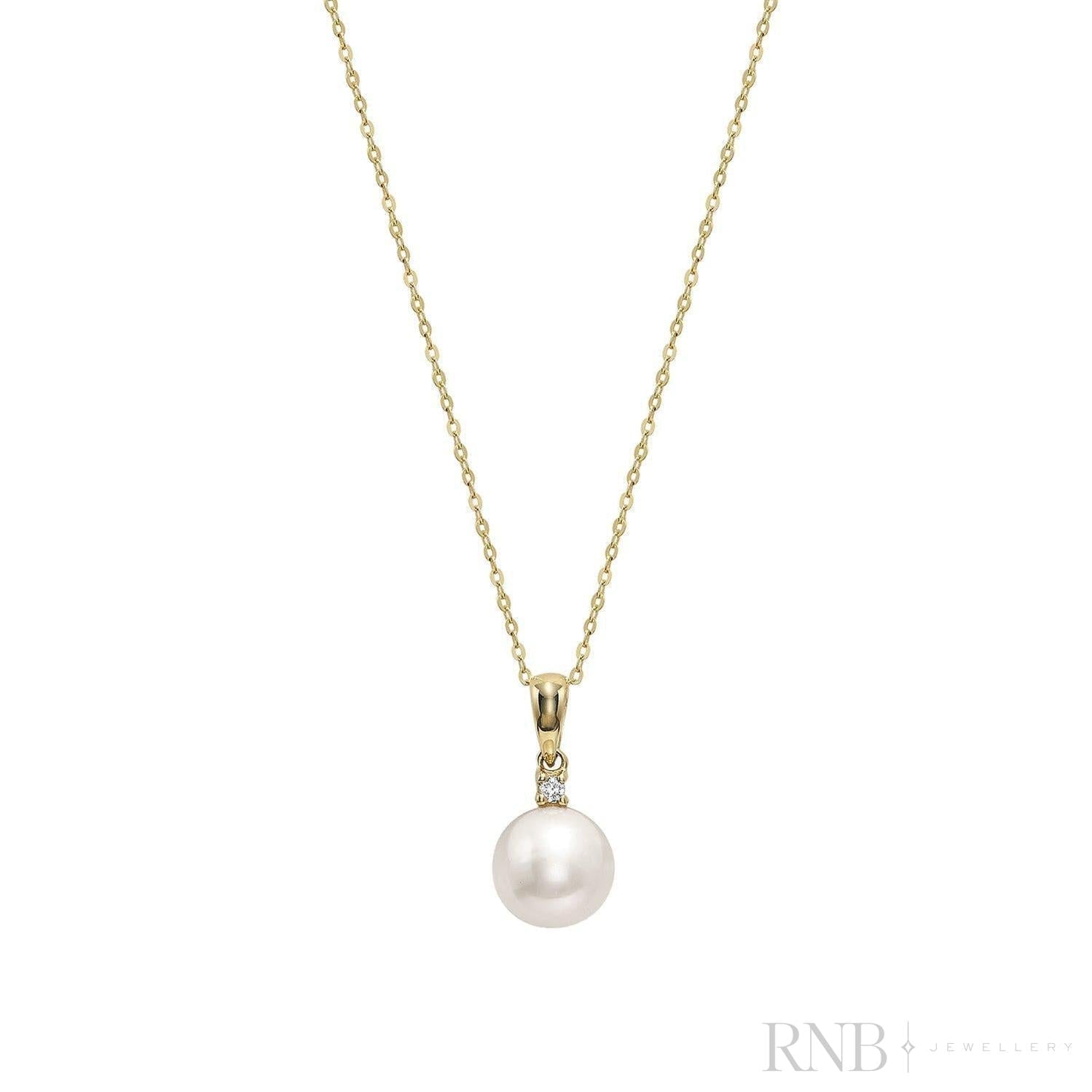 Cultured Pearl & Solitaire Diamond Pendant-RNB Jewellery