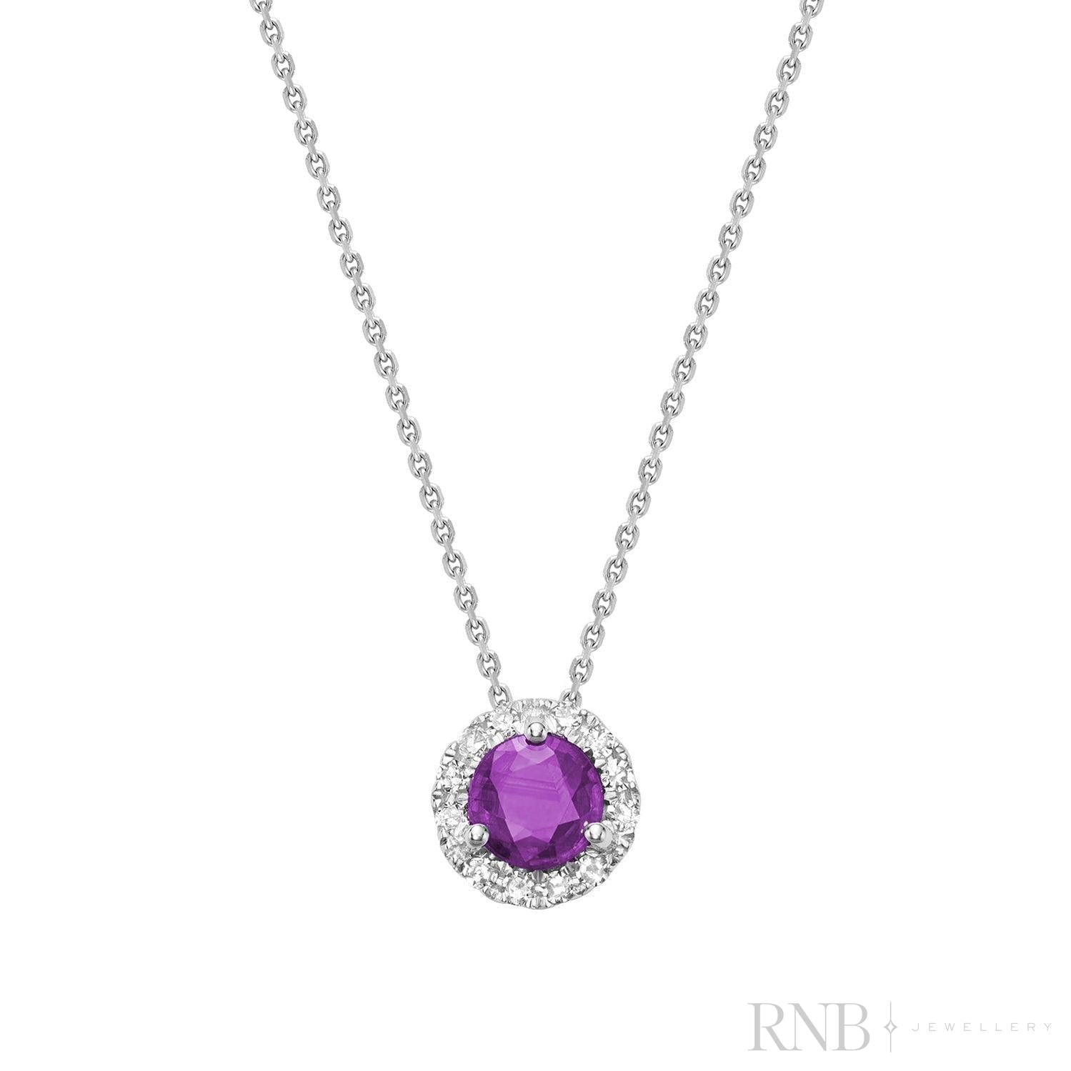 Precious Stone & Diamond Halo Pendant-RNB Jewellery