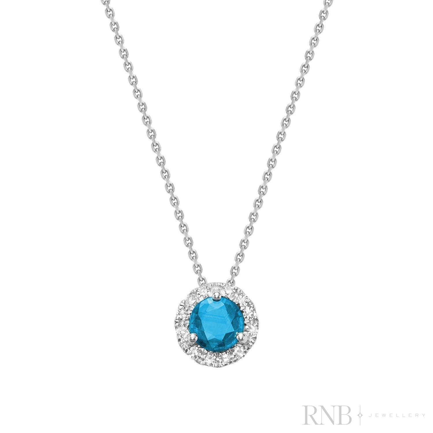 Precious Stone & Diamond Halo Pendant-RNB Jewellery