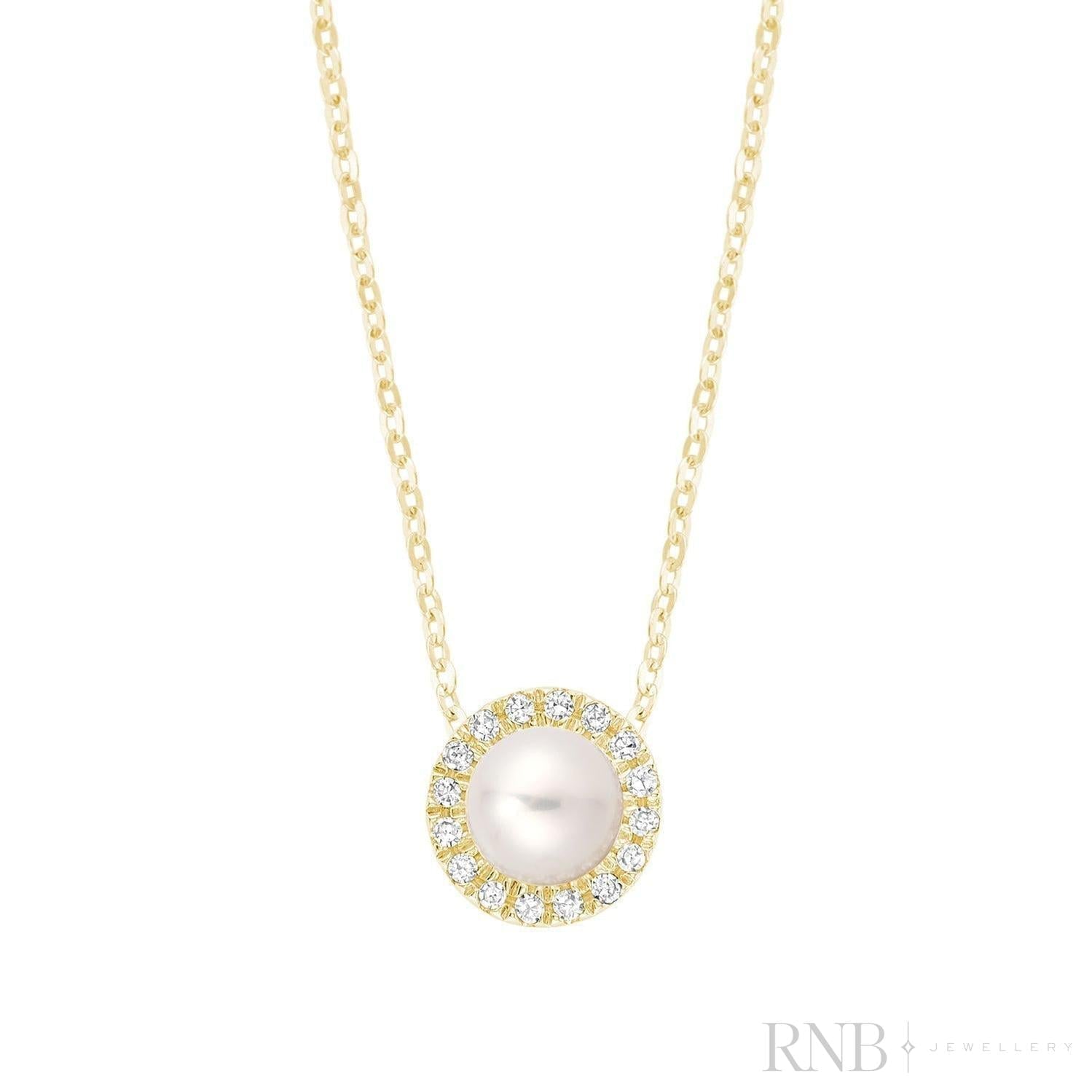 Pearl & Halo Diamond Pendant-RNB Jewellery