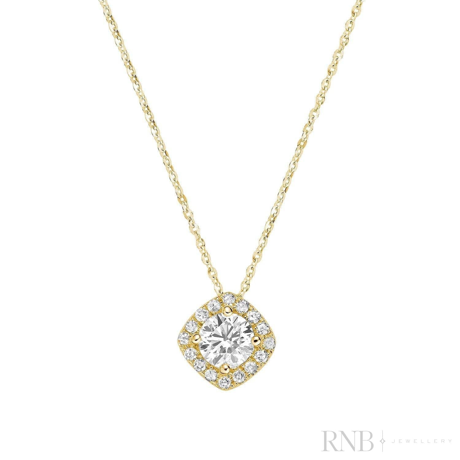 Cushion Shape Halo Diamond Pendant-RNB Jewellery