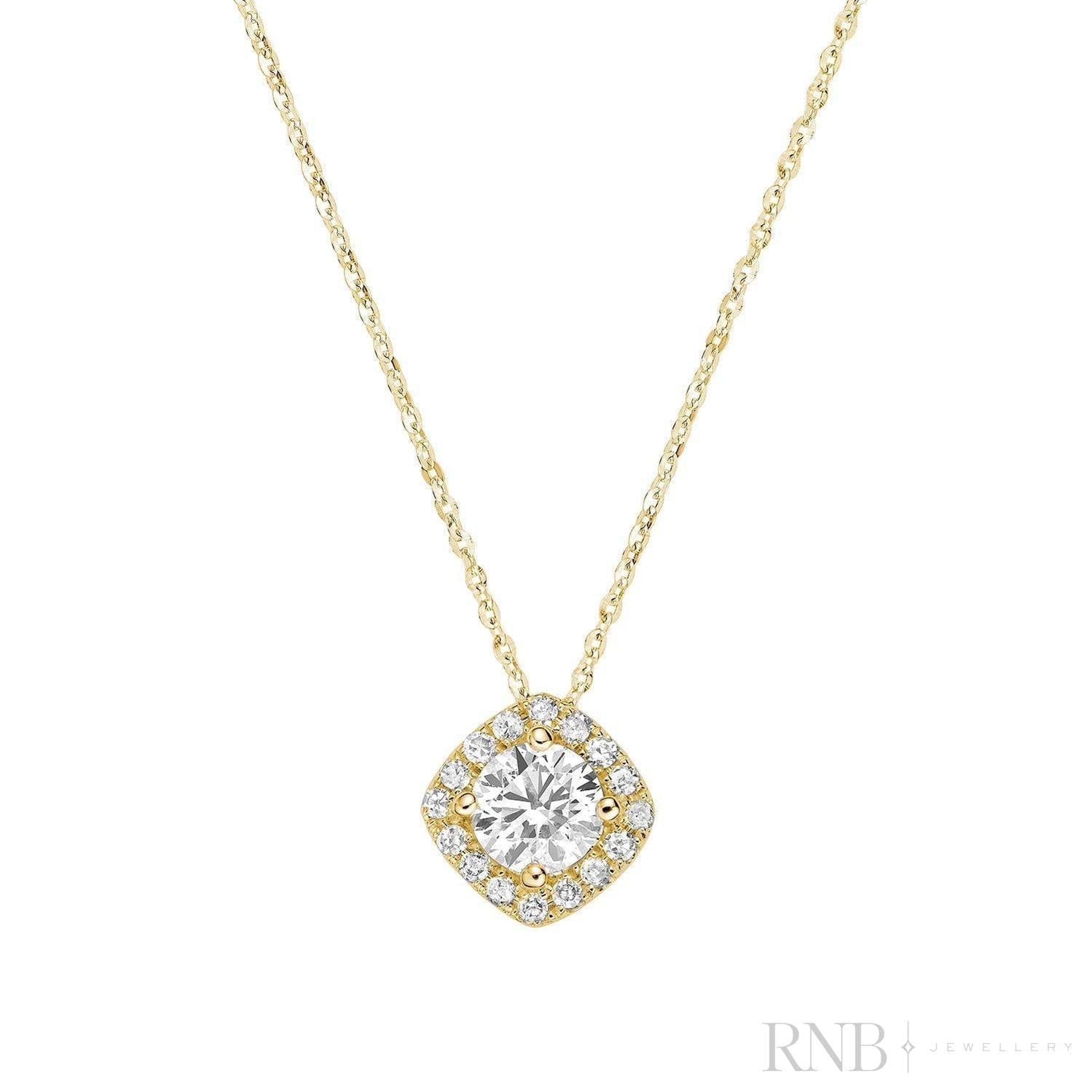 Cushion Shape Halo Diamond Pendant-RNB Jewellery