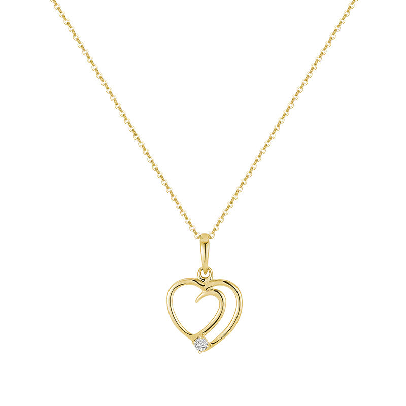 Wave Heart & Solitaire Diamond Pendant