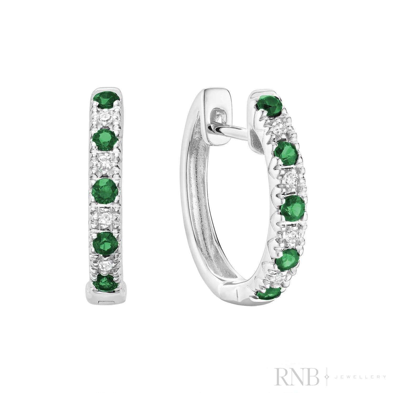Precious Stone & Diamond Huggie Earrings-RNB Jewellery