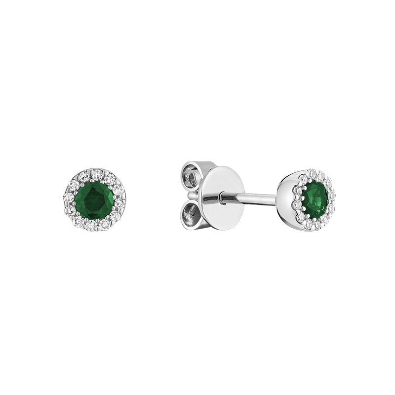 Boucle d'oreille en pierre précieuse et halo de diamants