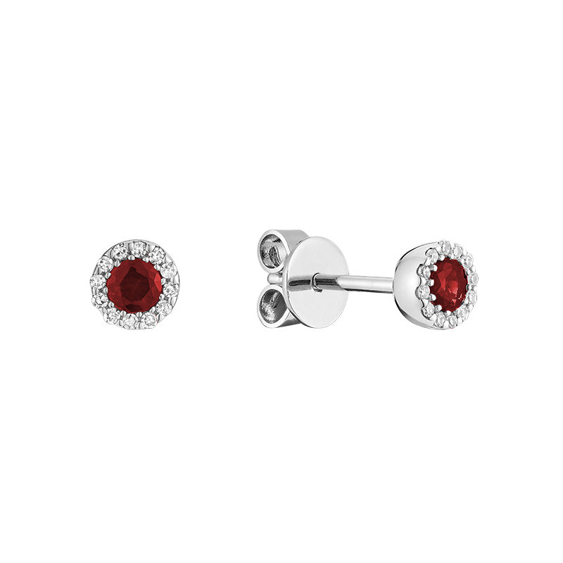 Boucle d'oreille en pierre précieuse et halo de diamants