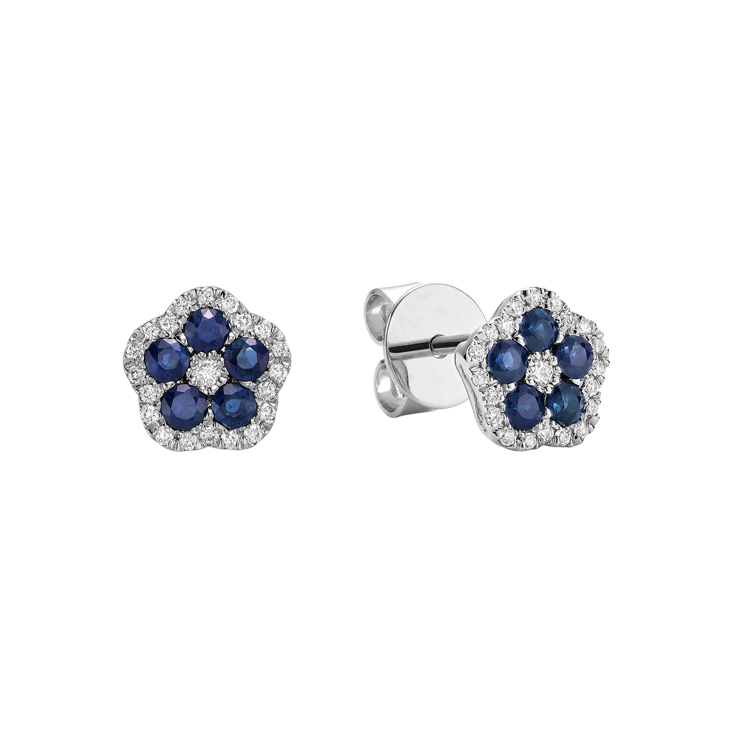 Precious Stone and Diamond Stud Earrings