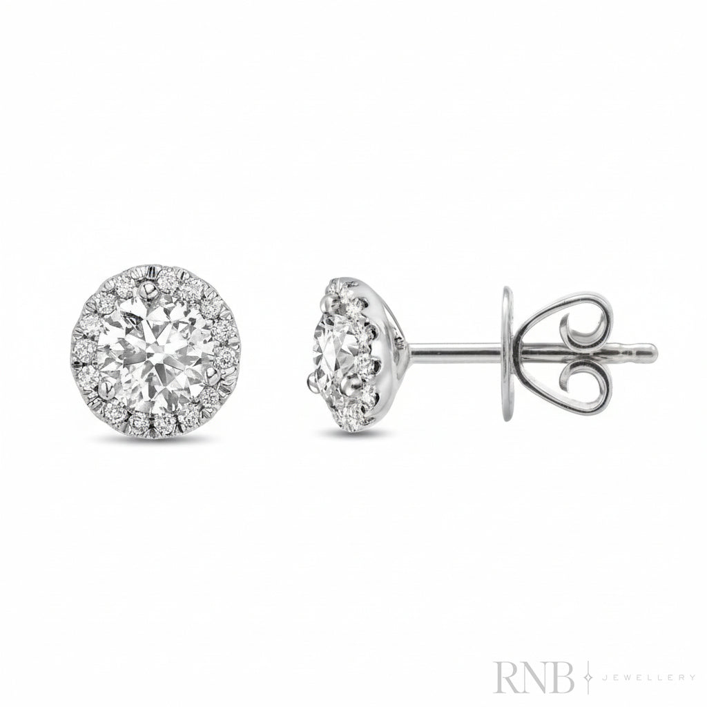 Martini Cup Diamond Halo Stud Earrings