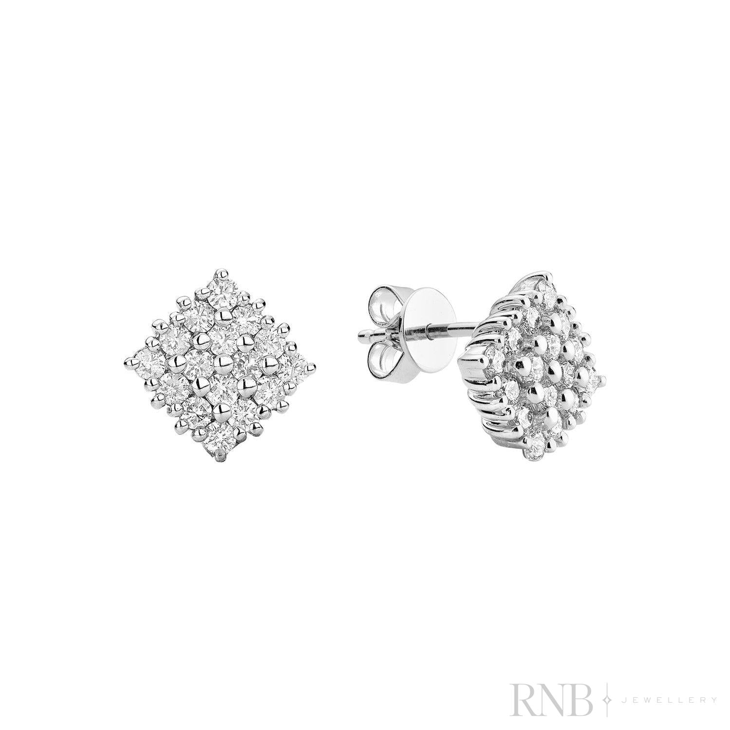 Pave Square Diamond Stud Earrings-RNB Jewellery