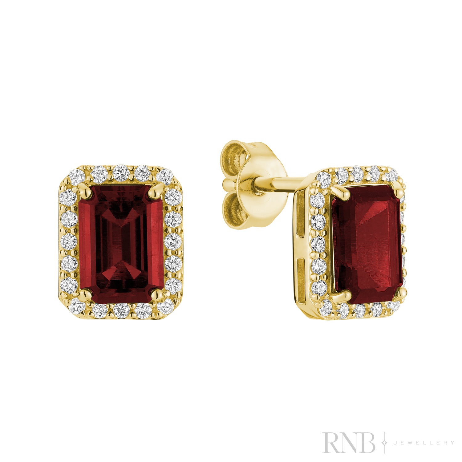 Emerald Cut & Diamond Halo Stud Earrings