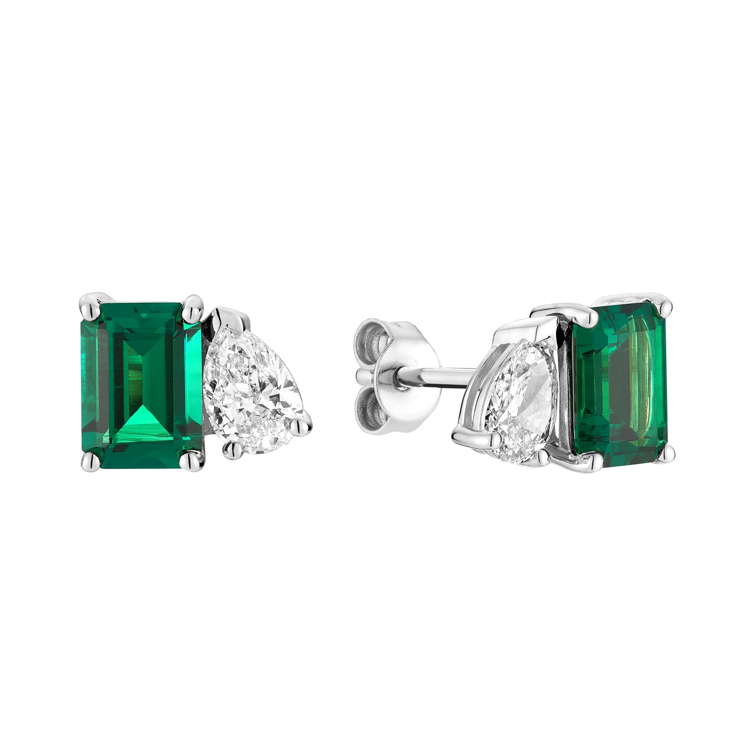 Toi et Moi Pear & Emerald Cut with Lab Grown Diamond Stud Earrings